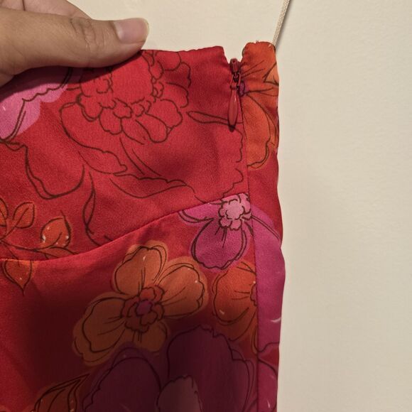 Trina Turk Admirable One Shoulder Floral Shift Mini Dress Sz 6 Womens Pink Red - Picture 7 of 12